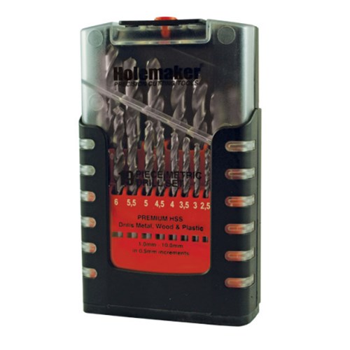 HOLEMAKER JOBBER DRILL SET HSS - 118 DEGREE SPLIT POINT - 19 PIECE, 1.0 - 10.0MM X 0.5